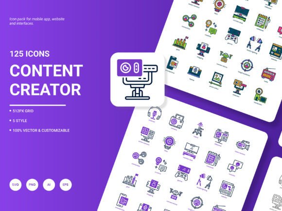 Discover the Versatile and Stylish Content Creator Icon Pack
