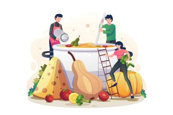 Strategic Use of Thanksgiving Cooking Food Illustration for Enhanced Engagement and Branding