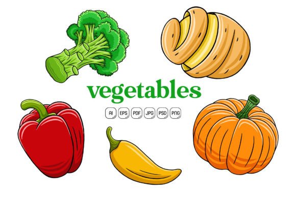 Vegetables Pack Vector Illustration 02: A Versatile Tool for Creative Projects